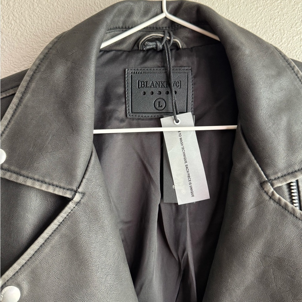 BLANK NYC Vegan Leather Moto Jacket with Belt - Picture 12 of 13